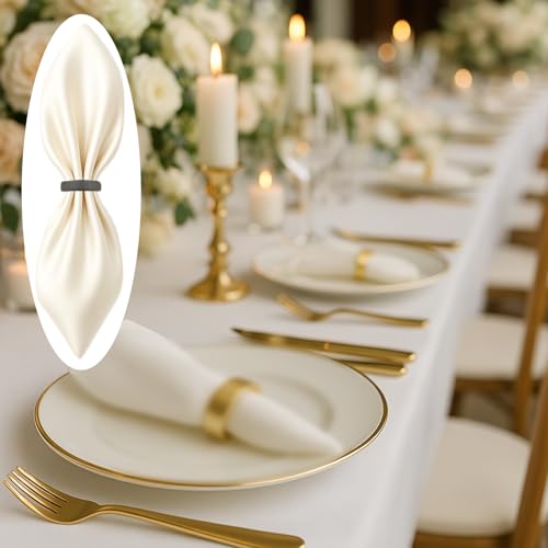 12 Pcs Stainless Steel Napkin Rings - Black Napkin Holder(Semicircle) | Matt Gold Napkin Holder Buckles for Table Kitchen Dinner Party Wedding Christmas Party - size: 12Pcs Black