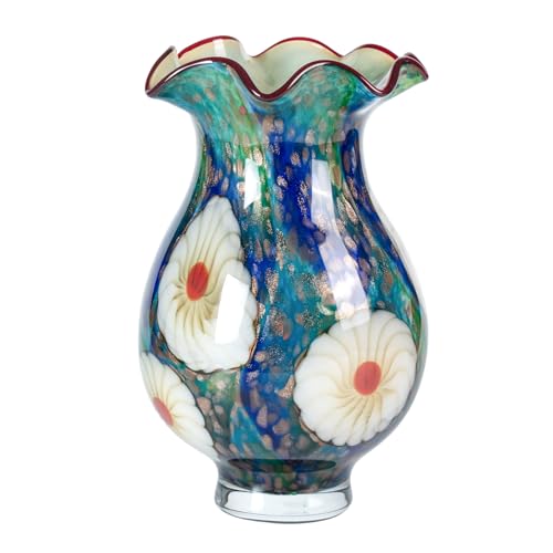 KAMMAK Colored Glass Vase, Beautiful Hand Blown Decorative Vase, Modern Art Vase for Flower Mantle Dining Table Centerpiece, Entryway Living Room Wedding Decoration, 8HPFH02132 - style: 8HPFH02132