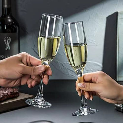 6 oz Champagne Flutes Glass, Wine Flutes Set of 12, for Champagne, Wine, High-End Banquets, Parties, Bars, Weddings, Gifts (12pcs) | Sparkling Wine Glass,Crystal Clear Glasses for Champagne,Wine,High-End Banquets,Parties,Bars,Weddings,Gifts
