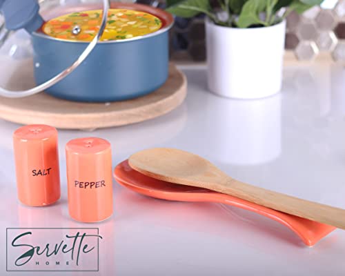 Orange Salt & Pepper Shakers Ceramic - color: Orange