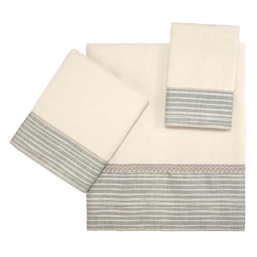 Avanti Linens - 3pc Towel Set, Soft & Absorbent Cotton Towels (Weston Collection, Ivory) - color: Ivory, size: 3 Pack Towels
