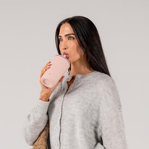 HydroJug Everyday Tumbler 14 oz, Ceramic-Lined Straw Cup, Dusty Rose - color: Dusty Rose, size: 14 Ounces