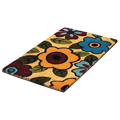 Notrax, Retro Flower, Vinyl-Backed Natural Coir Doormat