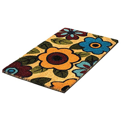 Notrax, Retro Flower, Vinyl-Backed Natural Coir Doormat