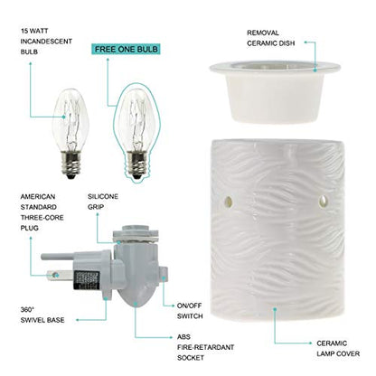 Plug in Wax Melt Warmer, Plug in Wax Warmers for Scented Wax, Scentsy Diffuser for Fragrance Oil Wax Melter Decoration with Two Bulbs