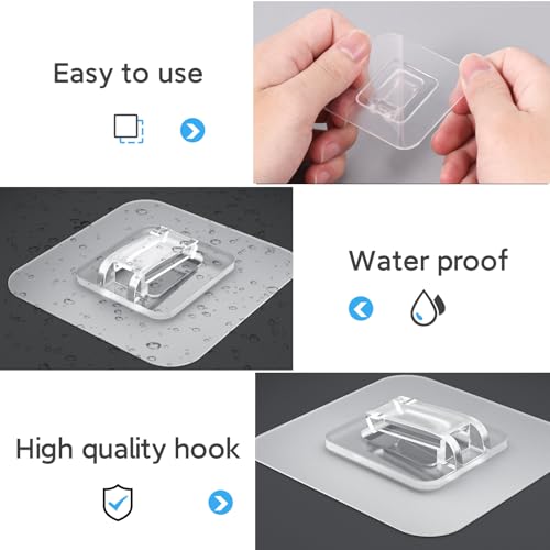 4 Pack Shower Caddy Adhesive Replacement, Waterproof Adhesive Strips for Shower Shelf, Strong Adhesive Flat Hooks for Bathroom Storage Shelves and Kitchen Racks No Drilling, Clear - color: Transparent-4 Pack