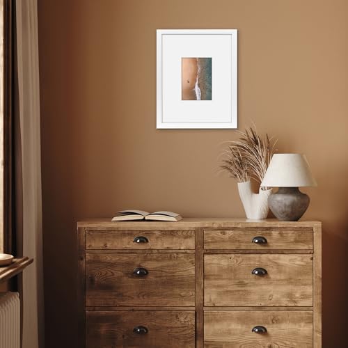 Americanflat 11x14 Picture Frame with Shatter-Resistant Glass - Use as 5x7 Frame with Mat or Display 11x14 Photo Without Mat - Signature Collection - Picture Frames for Wall Display - White | Shatter-resistant glass, hangs vertical or horizontal, sawtooth