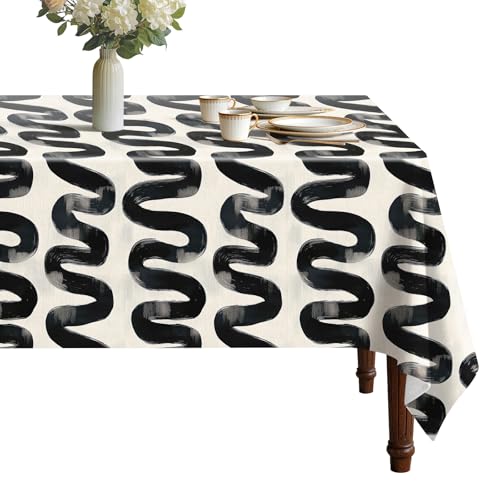 Modern Vinyl Tablecloth with Flannel Backing for Rectangle Tables | Waterproof, Stain Resistant, Wrinkle Free Vinyl Tablecloth with Easy Wipeable Surface for Kitchen Dining and Party Use - color: Modern, size: 70" x 52" (Rectangular)