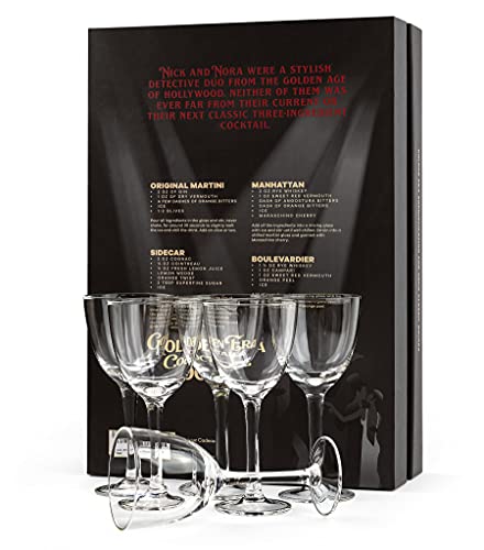 Crystal 5 oz Retro Nick and Nora Coupe Glasses | Set of 6 | Vintage Bar Glassware for Martini, Manhattan, Cosmopolitan, Classic 4 oz Cocktail Drinks | Small Drinking Coups with Long Stems