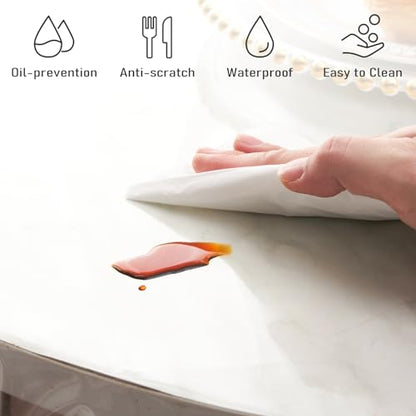 Clear Plastic Tablecloth Protector Round 60inch Diameter Waterproof Oilproof Stain Resistant Wipeable Table Cover for Dining Tables - size: 60" (Round)