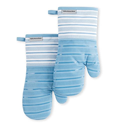 KitchenAid Albany Oven Mitt 2-Pack Set, Blue Velvet, 7"x13" - color: Blue Velvet