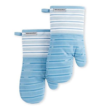 KitchenAid Albany Oven Mitt 2-Pack Set, Blue Velvet, 7"x13" - color: Blue Velvet