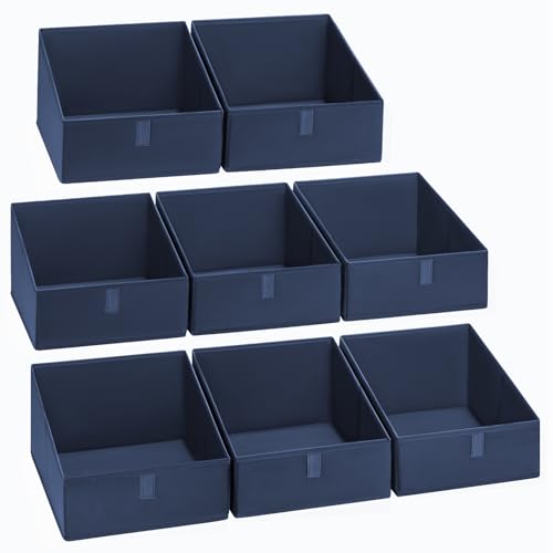 DIMJ Closet Storage Bins 8 Pack - Fabric Trapezoid Organizer Bin, Foldable Storage Baskets for Shelves, Closet Shelf Organizer, Clothing Storage Box for Toys, Books, Towel, Clothes,Navy Blue - color: Navy Blue, size: 8 Bins 11.4"x11.4"x7.8"