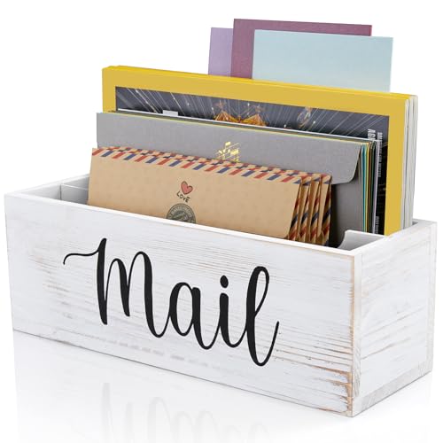 DRASTAR Mail Organizer Countertop, Mail Holder Wall Mount, Retro White Mail Sorter Organizer, Envelope Holder for Home Office - color: Retro White, size: 2 Slots
