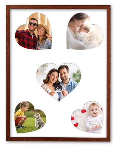 EcoHest 12x16 in Walnut Color Solid Oak Wood Collage Photo Frame | Gallery Wall Frame with 3 Interchangeable Mats, Family Photo Display, Multi Opening Wall Decor for Bedroom, Living Room,1Pack - color: Walnut With 3 Mat DIY, size: 16"L x 12"W 1Pack