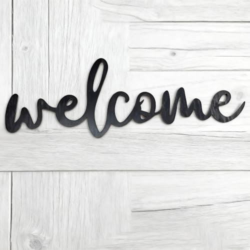Black Wooden Welcome Sign for Backdrop, Word Art Welcome Home Wall Decor for Front Door Living Room Entryway Gallery and Outdoor Wall Decor