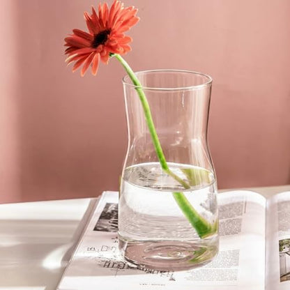 Elsjoy 4 Pack 7 Inch Clear Glass Vases for Centerpieces, Modern Tapered Flower Vase Set for Home Decor, Wedding, Housewarming Gift