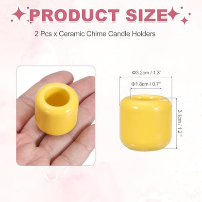 uxcell 2 Pcs Ceramic Chime Candle Holders, Small Ceramic Candle Holders for Birthday Parties Dinners Weddings Table Centerpiece Gatherings Anniversaries Occasions, Yellow - color: Yellow