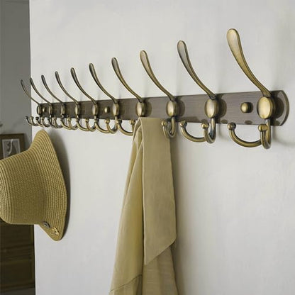 Coat Rack Wall Mount - 38” Long 10-Tri-Hooks Heavy Duty Coat Hanger Rail Wall Hooks for Hanging Coats Hats Clothing Clothes Purse Mudroom Entryway, Bronze - color: Bronze, size: L=38” (1 Pcs)