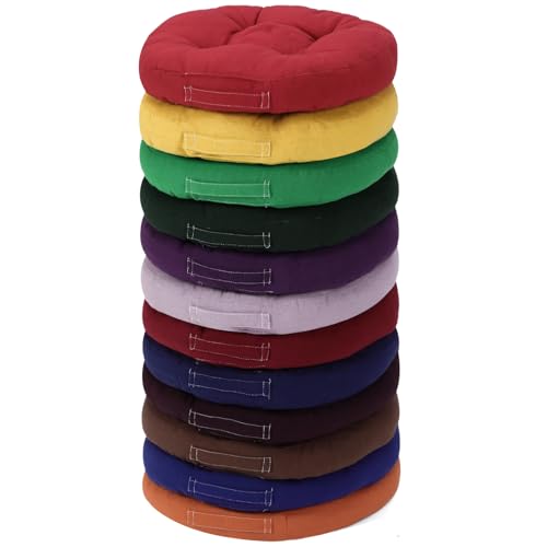 Gerrii 12 Pcs Classroom Floor Cushions 15"x15" Kids Flexible Floor Seating Cushions with Handles Bulk Classroom Chair Pillows for Kindergarten Daycare Nursery(Fancy Color,Round) - color: Fancy Color, style: Round