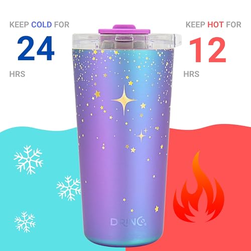 Drinco - 20 oz Stainless Steel Tumbler | Double Walled Vacuum Insulated Mug With Lid, 2 Straws, For Hot & Cold Drinks (20oz North Star) - color: 20oz North Star