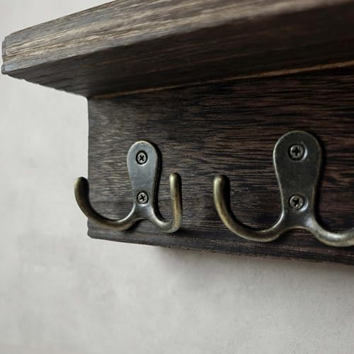 eBun Narrow Wood Mail Holder 2-Pack with 12 Key Hooks | Wall Mount, No-Drill Magnetic, Vertical Mail & Bills Slot, Entryway Decor - color: 2-Pack Mail & Bills