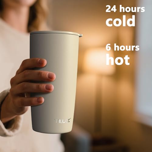 TILUCK 20 oz Insulated Coffee Tumbler with BPA-Free Lid | Travel Coffee Mug, Dishwasher Safe, Cup Holder Friendly, Double-Wall Vacuum Insulation for Hot & Cold Drinks,Matte MistyGray - color: Matte MistyGray, size: 20 Ounces