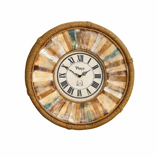 Handcrafted 24“Vintage Wall Clock, Silent Quartz Roman Numeral Farmhouse | Silent non-ticking quartz movement, battery powered, ideal decor for living room, kitchen and bedroom. - color: Vintage Color