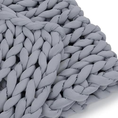 Original Knit Weighted Blanket- Breathable, Cooling, Hand Made Knit Throw Blanket for Sleep - Machine Washable, Stylish Design (Misty Grey, Full | 16lbs | 48"x72")