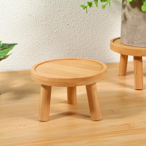 Levemolo 2Pcs Wooden Flower Pot Tray Base Indoor Plant Stand | Stable wood base, for indoor tabletops, supports potted plants and succulents