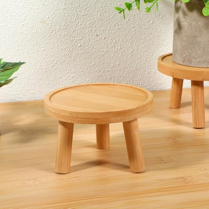 Levemolo 2Pcs Wooden Flower Pot Tray Base Indoor Plant Stand | Stable wood base, for indoor tabletops, supports potted plants and succulents