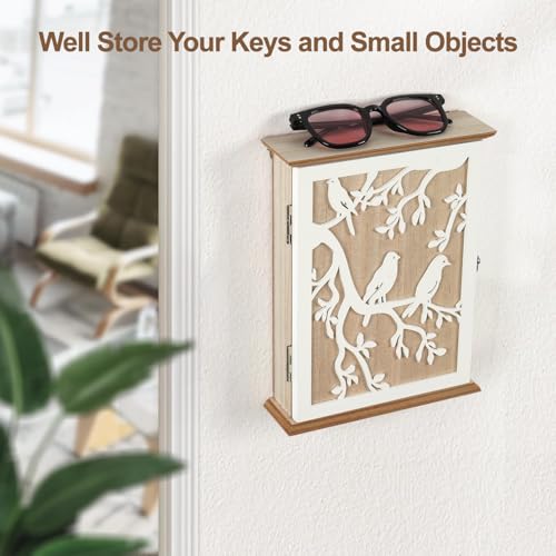 Wood Wall Mounted Key Holder 6 Key Hooks Key Organizer for Entryway | Wood wall mounted organizer rack with 6 key hooks decorative key hanger holder home decor office entryway hallway