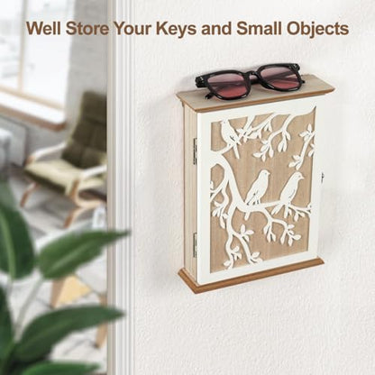 Wood Wall Mounted Key Holder 6 Key Hooks Key Organizer for Entryway | Wood wall mounted organizer rack with 6 key hooks decorative key hanger holder home decor office entryway hallway