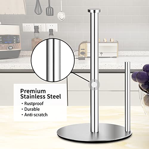 Paper Towel Holder Countertop, OBODING, Stainless Steel Kitchen Paper Towel Holder Stand for Kitchen Organization, Stainless Steel Paper Towel Holders for Standard and Large Rolls (Silver) - color: Silver