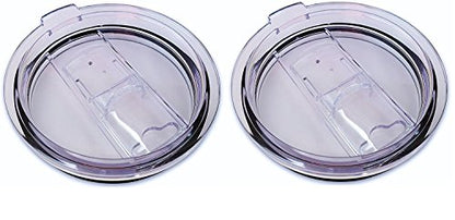 2 Replacement Lids for 20oz Stainless Steel Tumbler Travel Cup - Fits OF 3.2 INCH Yeti Rambler RTIC and others- Sliding(Transparent) - color: Transparent