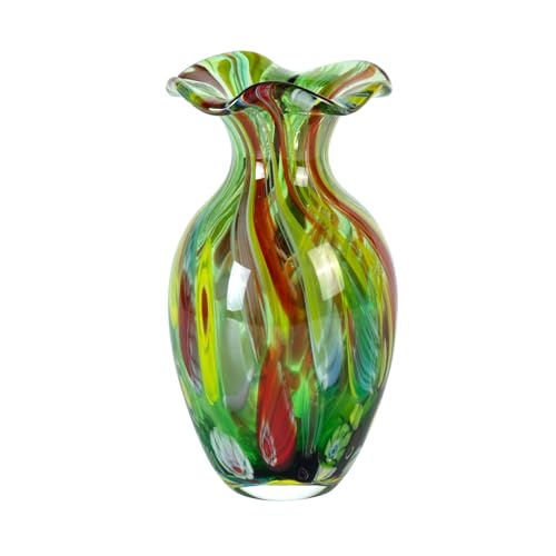 KAMMAK Colored Glass Vase, Beautiful Hand Blown Decorative Vase, Modern Art Vase for Flower Mantle Dining Table Centerpiece, Entryway Living Room Wedding Decoration, FH02098 - style: FH02098