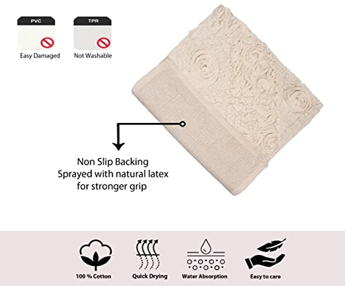 Home Weavers Bath Mat, Modesto Collection 100% Cotton, Rectangle 17''x24'', Soft Absorbent Bath Rug, Non Slip, Quick Dry, Washable, Ivory