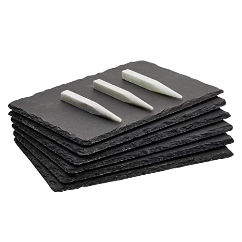 Juvale Mini Charcuterie Boards - 6-Pack, 6 x 8.75 in, Black Slate - Slate Charcuterie Boards & Cheese Platter for Sushi & Appetizers