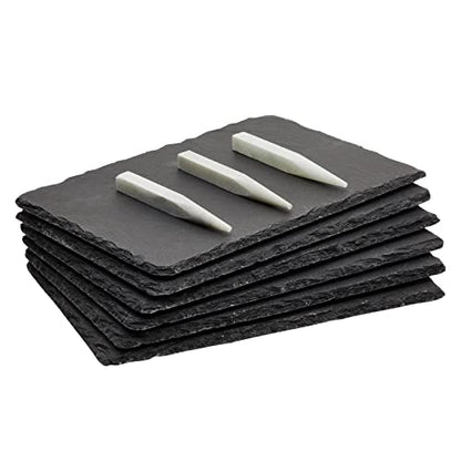 Juvale Mini Charcuterie Boards - 6-Pack, 6 x 8.75 in, Black Slate - Slate Charcuterie Boards & Cheese Platter for Sushi & Appetizers