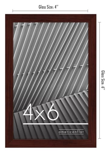 Americanflat 4x6 Picture Frame with Shatter-Resistant Glass - Streamline Collection - Thin Border Photo Frame for Tabletop and Wall Display - Hanging Hardware and Easel Stand Included - Mahogany | Shatter-resistant glass, wall or tabletop display with inc