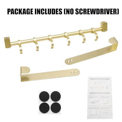Over the Door Hooks, Gold 6 Hooks Adjustable Aluminum Door Hanger | Sliding Hooks Heavy Duty Door Hanger Organizer for Towel Coat Robe Hat Bag, No Drilling Over Door Rack for Bathroom Bedroom