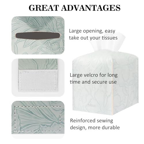 Tissue Box Holder Cover Square Tissue Cube Cover PU Leather Tissue Organizer with Bottom Belt for Bathroom, Tabletop, Kitchen, Night Stands, Office, Home, Car (1, Blue) - color: Blue