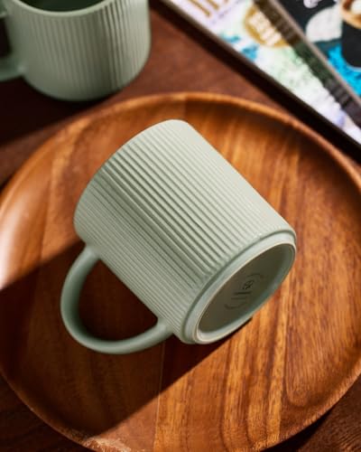 famiware Coffee Mug Set of 4, Star 16 oz Large Mugs Cup Set with Handle | Ceramic Mug for Coffee, Latte, Tea, Stackable Drinkware Set, Microwave & Dishwasher Safe, Matte Green - color: Matte Green, size: 4 Count (Pack of 1)