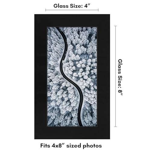 Americanflat 4x8 Picture Frame - Engineered Wood - Black | Shatter-resistant glass, wall or tabletop display with included easel, sawtooth hangers included - color: Black, size: 4x8