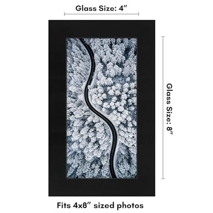 Americanflat 4x8 Picture Frame - Engineered Wood - Black | Shatter-resistant glass, wall or tabletop display with included easel, sawtooth hangers included - color: Black, size: 4x8
