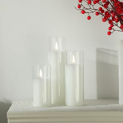 36 Pcs Pillar Candles and Glass Cylinder Vases Tall Cylinder Holders for Pillar Candles Wedding Centerpieces, Total 18 Sets(Clear,White) - color: Clear,white