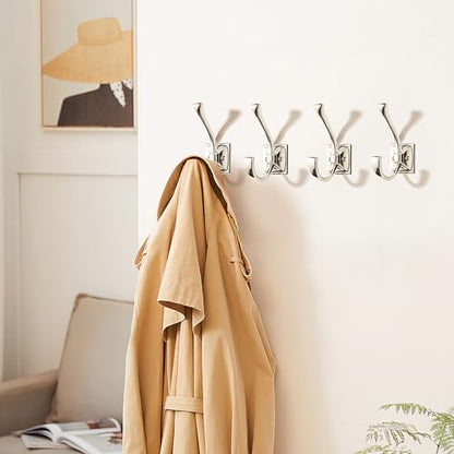 Wall Hooks,5 Pack Coat Hooks Hardware Towel Hooks for Hanging Coats Polished Nickel Robe Hooks Wall Mounted with Screws for Key, Towel, Bags, Cup. - color: Polished Nickel