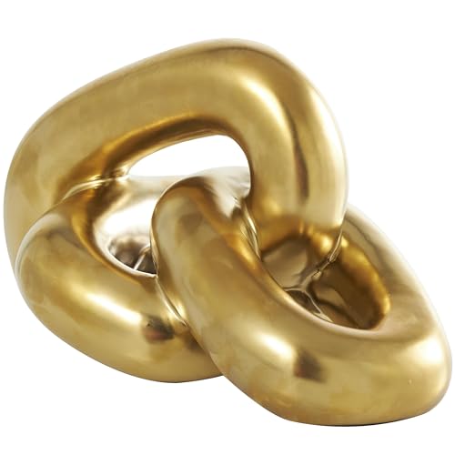 Deco 79 Ceramic Chain Decorative Sculpture 3 Link Home Decor Statue, Accent Figurine 7" x 11" x 6", Gold - color: Gold, size: 7" x 11" x 6"