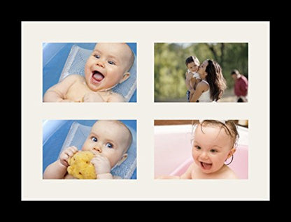ArtToFrames Collage Photo Frame Single Mat with 4-4x6 Openings and Satin Black Frame. - color: 4 - 4x6 - (2378)