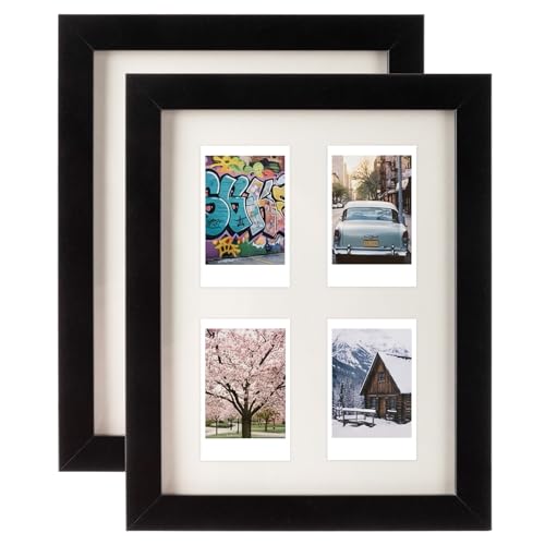 2pcs 2 x 3 Multi Picture Collage Frame Wall Decor with 4 Openings | Hanging Mini Film Photo Wall Frames, Black Wood, 9.8 x 7.9 Inches, Wall Decoration Gifts for Display Birthday Wedding - color: Black, size: 4 Openings